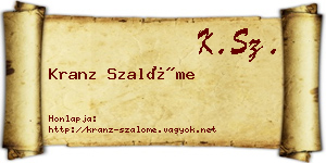 Kranz Szalóme névjegykártya